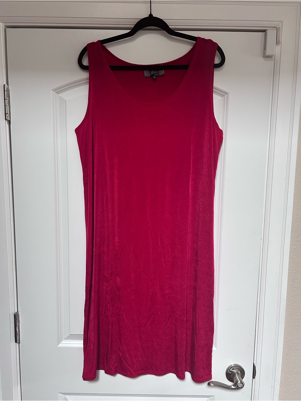 NWOT Slinky Brand Women’s 1X Sleeveless Knit Tank Dress Red Scoop Neck Stretch